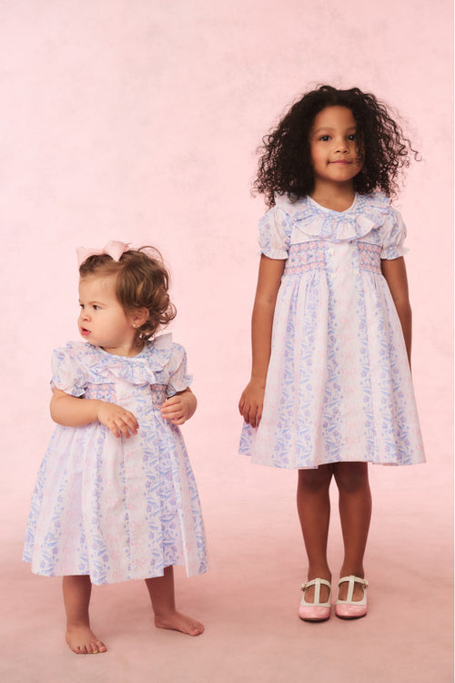 Cecil & Lou Girls Floral Bow Smocked Dress