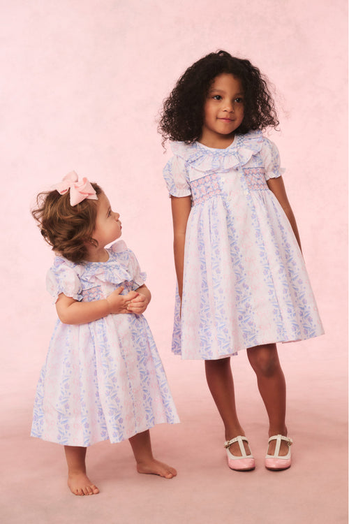 Cecil & Lou Girls Floral Bow Smocked Dress