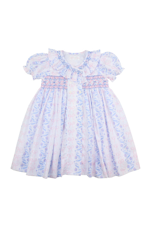 Cecil & Lou Girls Floral Bow Smocked Dress