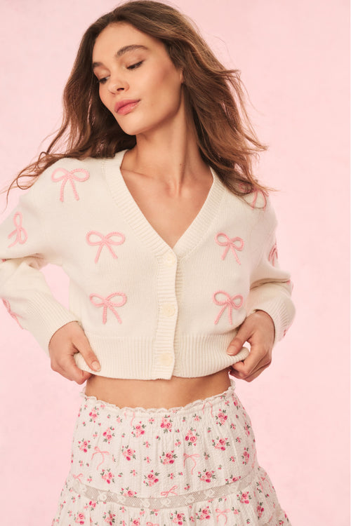 Francette Cropped Bow Cardigan