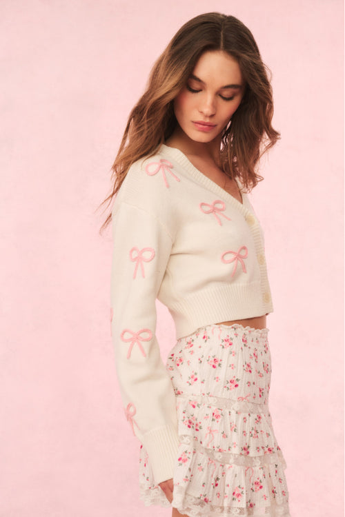 Francette Cropped Bow Cardigan