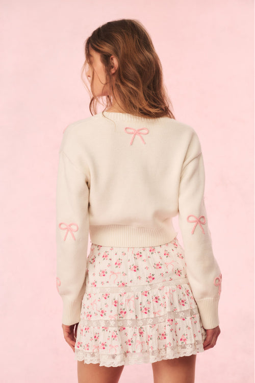 Francette Cropped Bow Cardigan