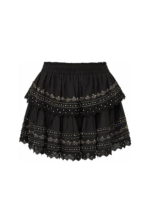 Ruffle Mini Rhinestone-Studded Skirt