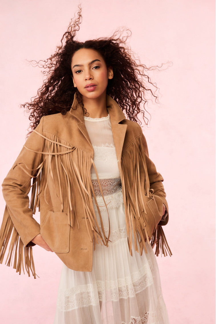 Geraline Suede Fringe Jacket