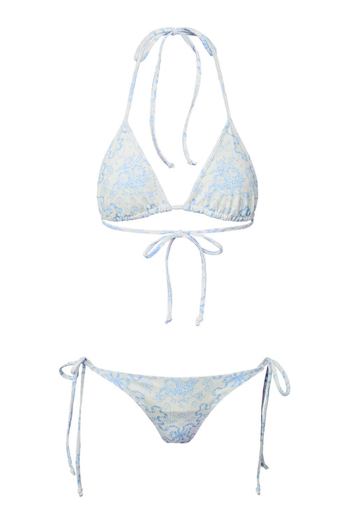 Harbor Bow Print Triangle Bikini Swim Set