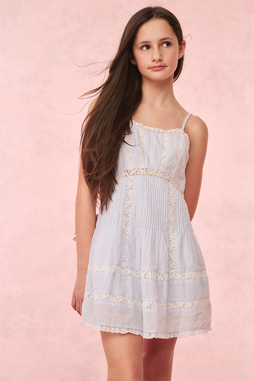 Girls Havrea Cotton Lace-Trimmed Dress