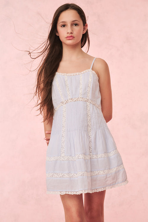 Girls Havrea Cotton Lace-Trimmed Dress