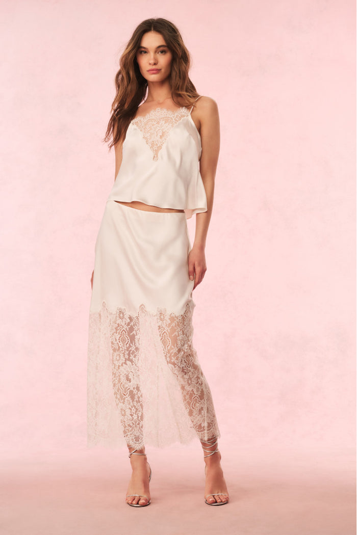 Ilene Satin Lace Maxi Skirt