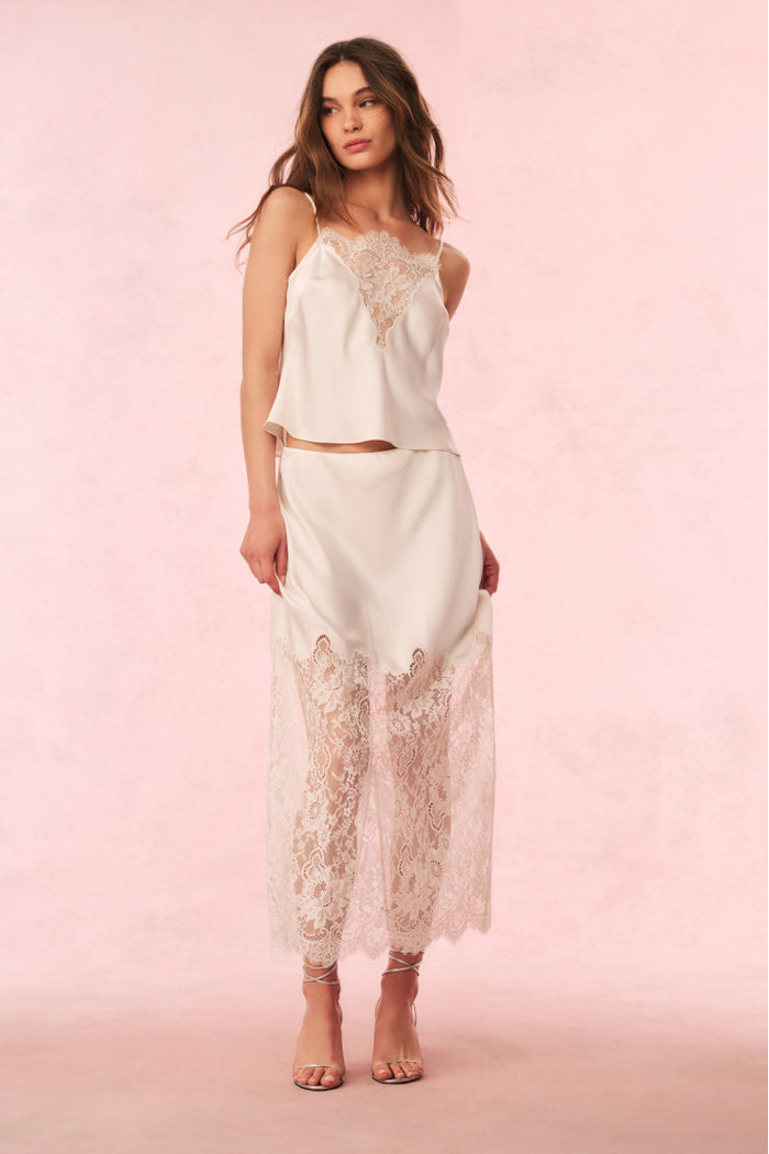 Ilene Satin Lace Maxi Skirt