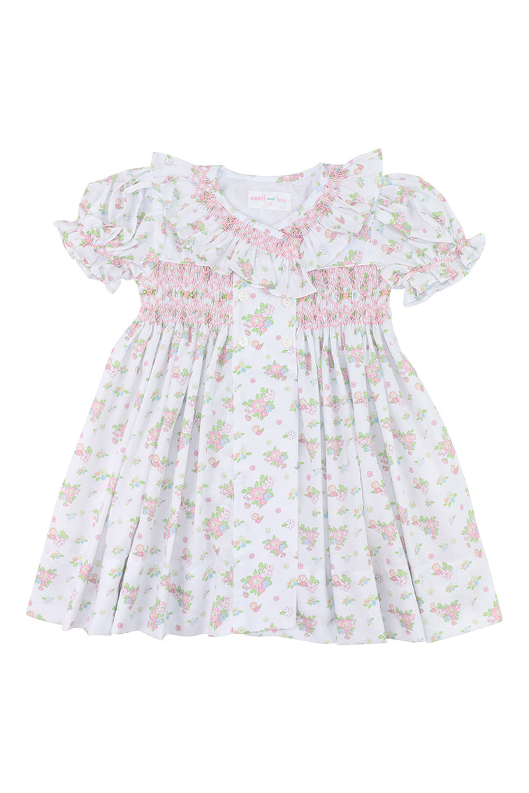 Cecil & Lou Pink Smocked Floral Bouquet Dress- Toddler & Girls Luxury ...