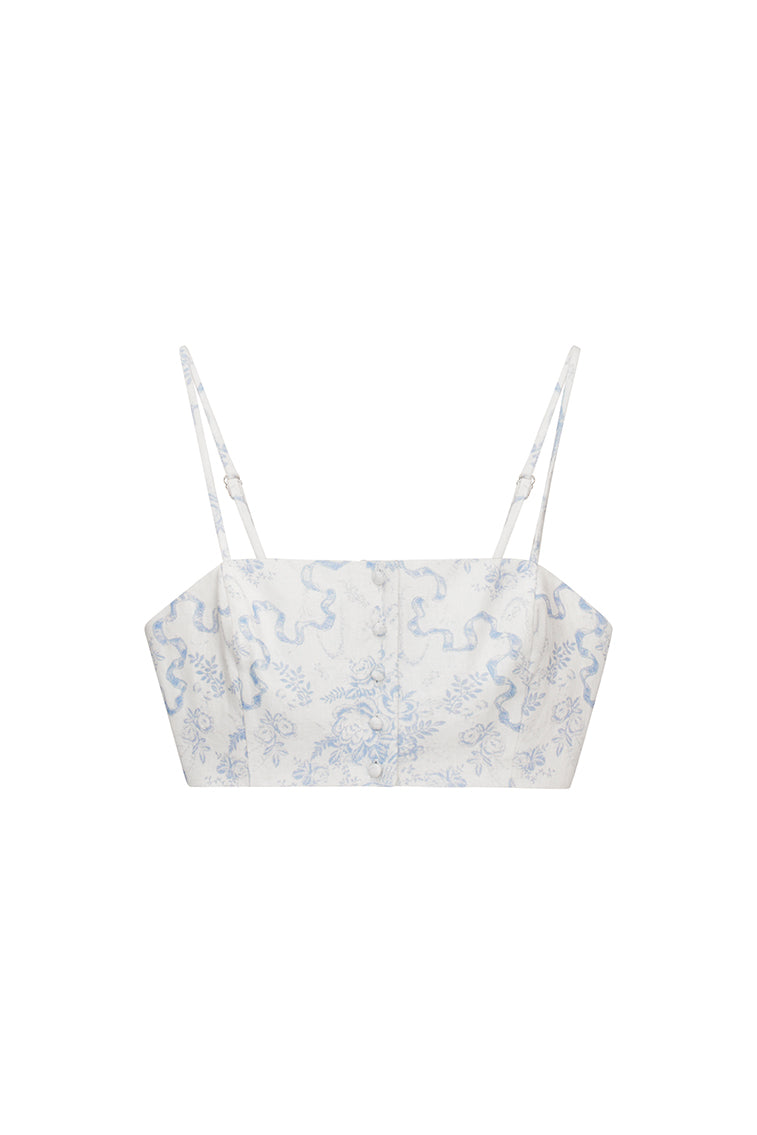 Isadore Bow Print Cropped Top