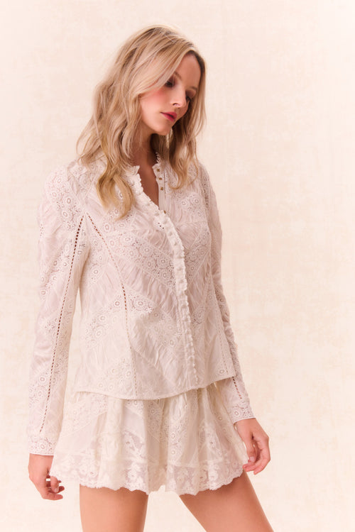 Isaline Button Down Lace Top