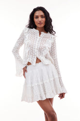 Moira Eyelet Mini Skirt- Women's Designer Luxury Skirts | LoveShackFancy