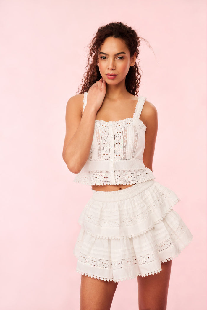 Ruffle Mini Heart Eyelet Lace Skirt