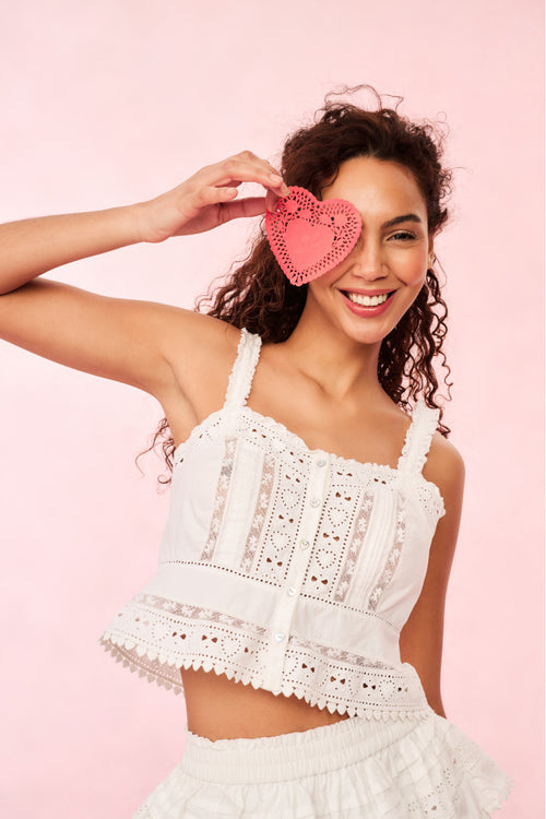 Karmina Heart Eyelet Lace Tank Top