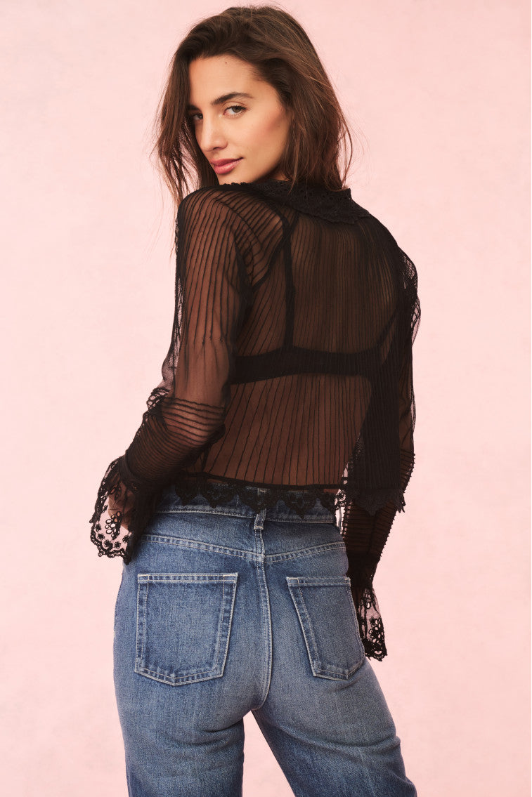 Koto Sheer Lace-Trimmed Top