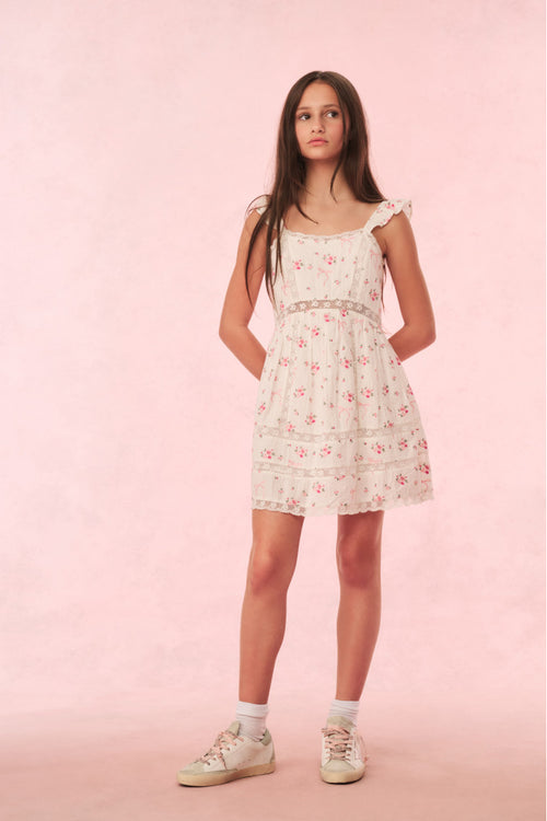 Girls Laurier Cotton Rose & Bow Dress