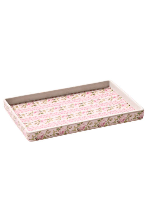 IKAT PRINT PINK FLORAL BATHROOM TRAY