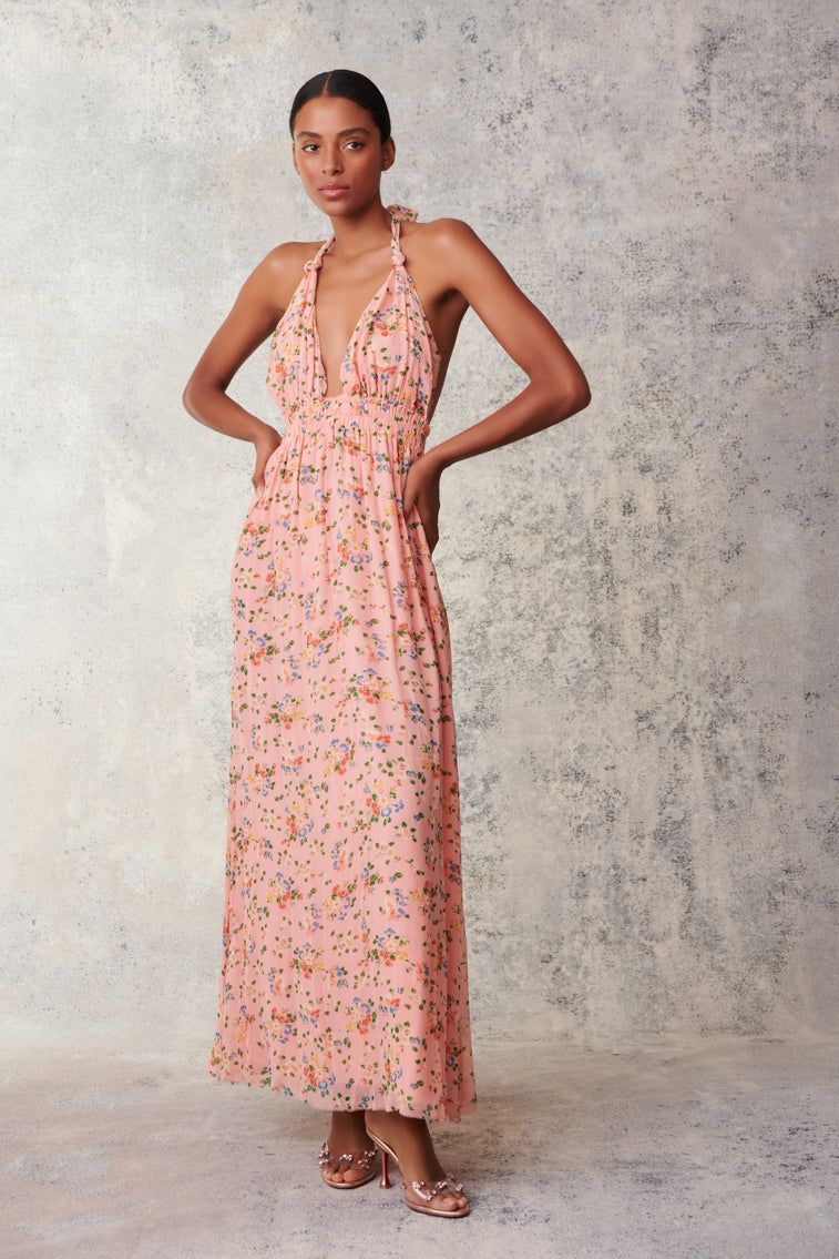 Lucky Brand Printed Midi Dress Peach Multi XS (US 0-2) at  Women's  Clothing store