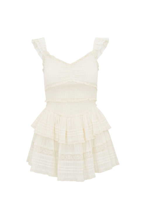 Lovine Cotton Smocked Mini Dress