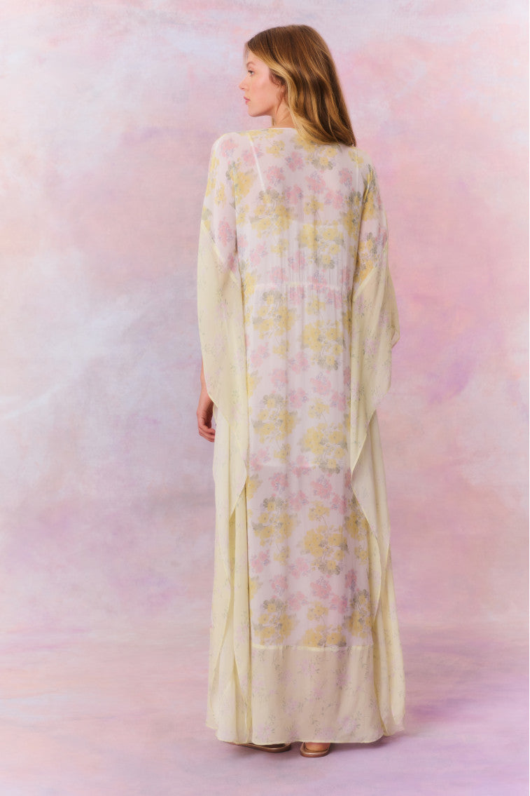 Lupine Chiffon Mixed Print Kaftan