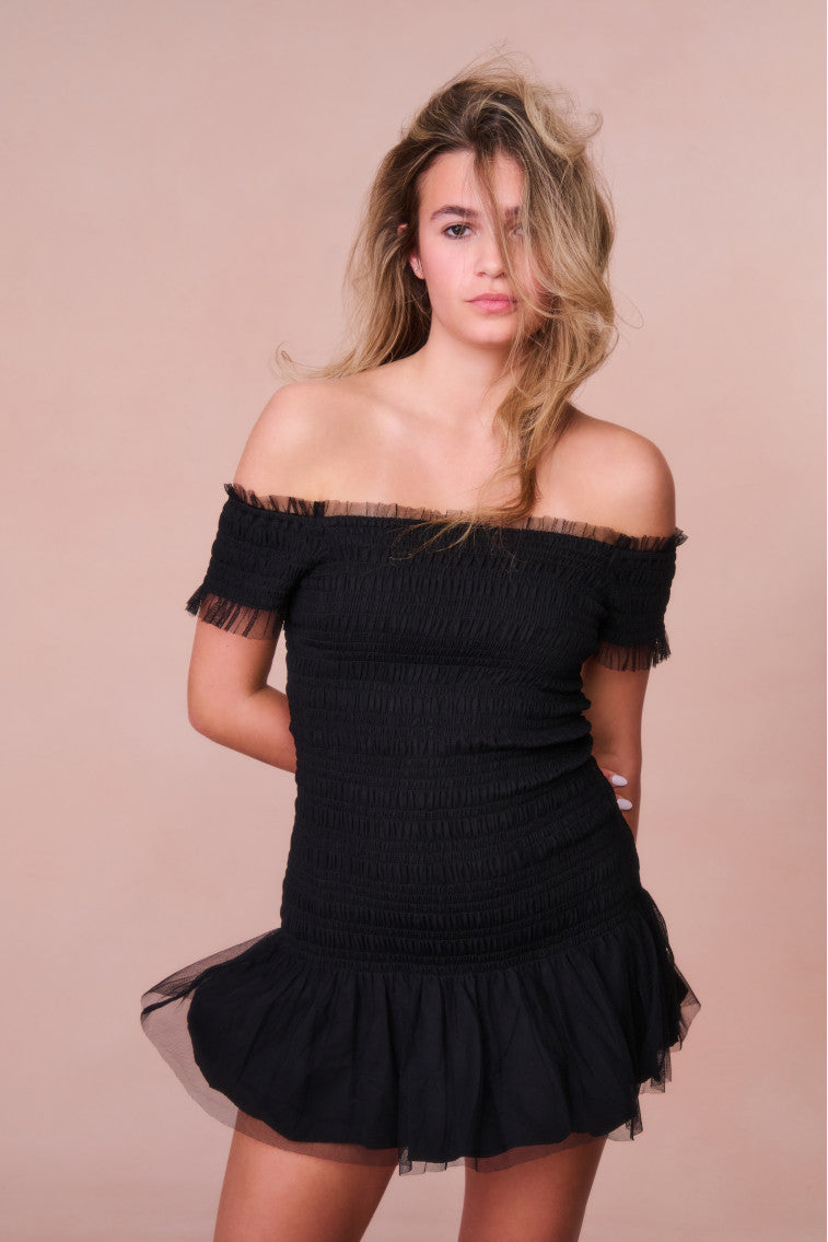 Girls Mosa Off-The-Shoulder Mini Dress