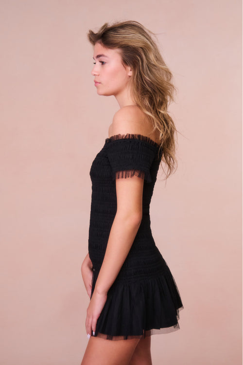 Girls Mosa Off-The-Shoulder Mini Dress