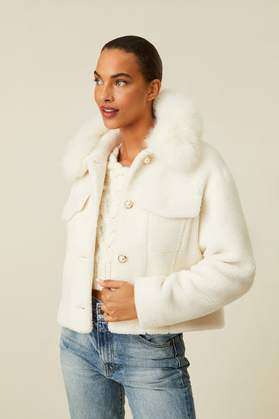 Musica Shearling Jacket - Women's Designer Sale Outerwear | LoveShackFancy