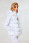 Quilted puffer vest with drawstring hood and two-way zipper