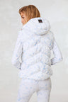 Quilted puffer vest with drawstring hood and two-way zipper