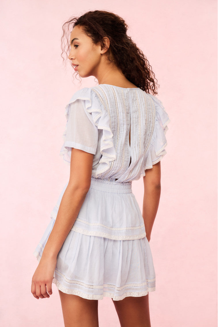 Natasha Blue Cotton Mini Dress