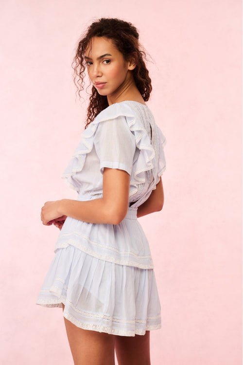 Natasha Blue Cotton Mini Dress