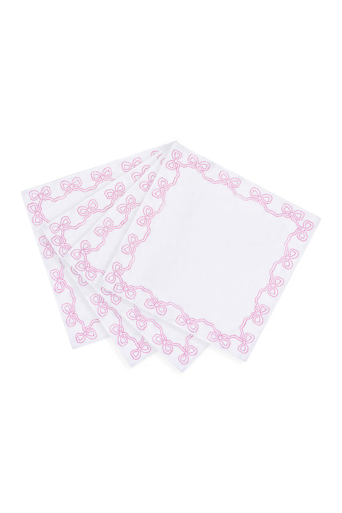 Embroidered Bow Napkins Set of 4