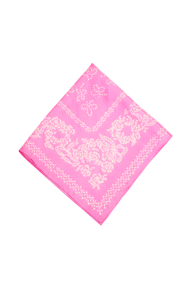 Silk Square bandana with paisley Pink print