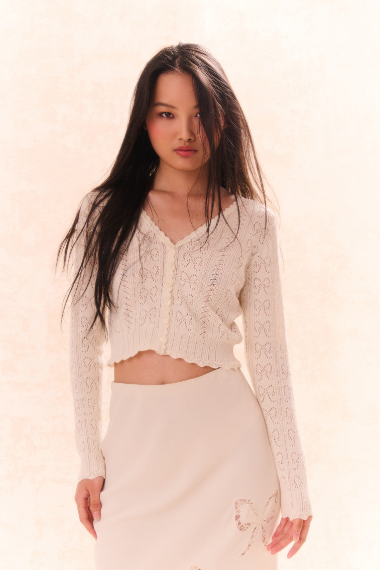 LoveShackFancy Alicia Crochet Top. Romantic White store Lace Knit Boho Cropped Top. L