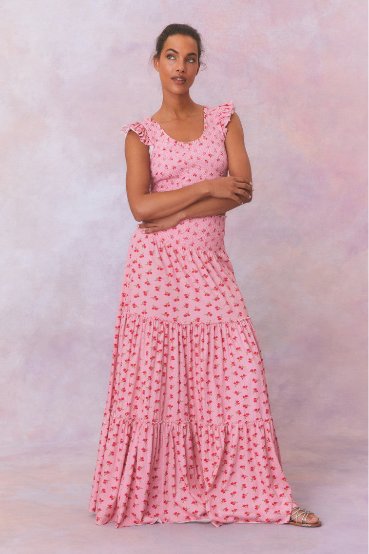 Phia Floral Printed Smocked Maxi Skirt