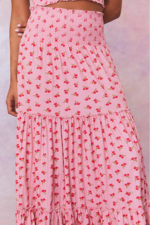 Phia Floral Printed Smocked Maxi Skirt