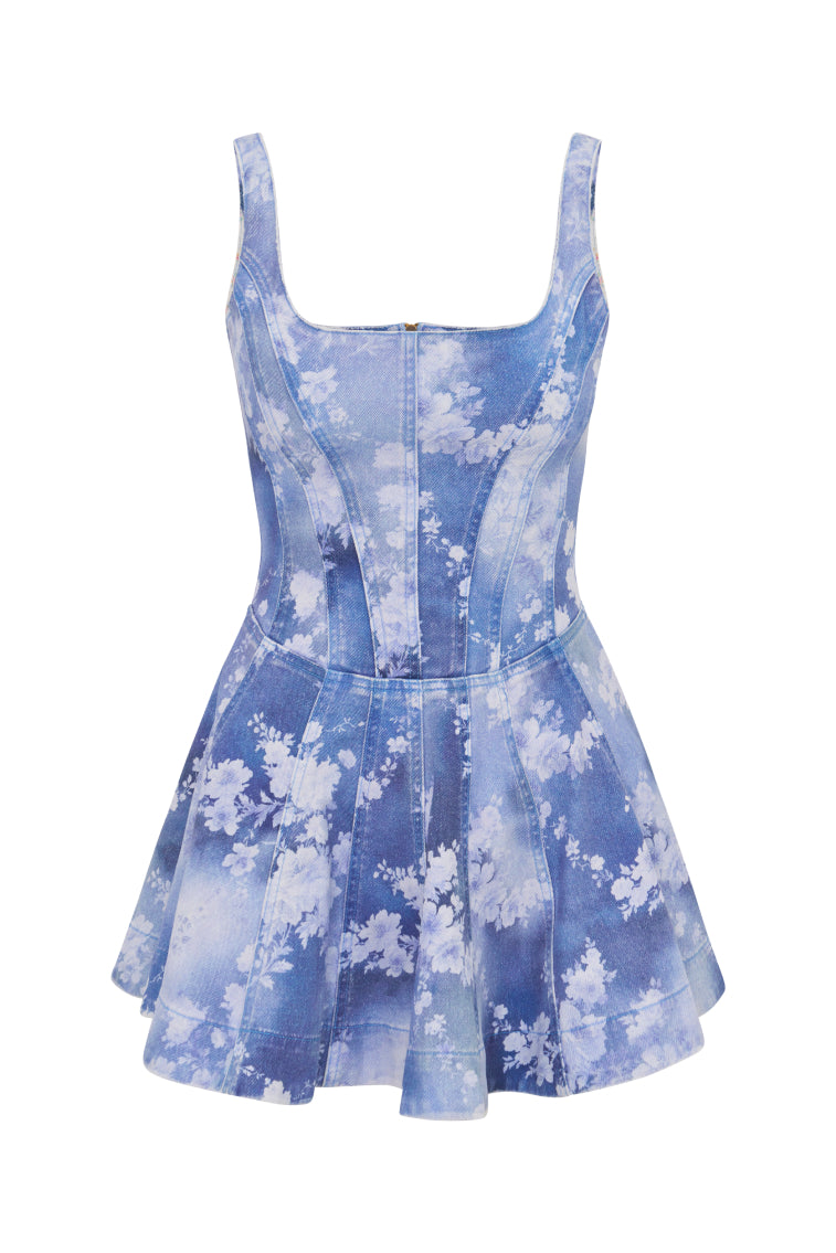 Piero Floral Denim Mini Dress