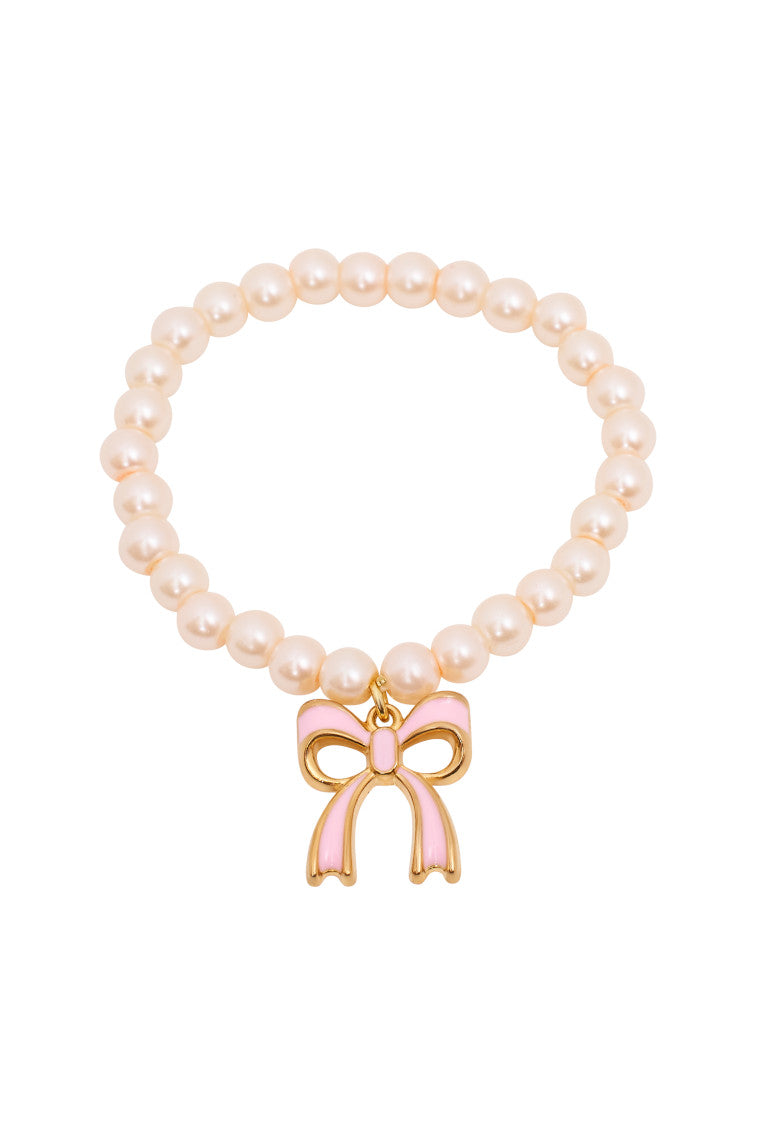 She's Coquette Pink Bow Pearl Bracelet