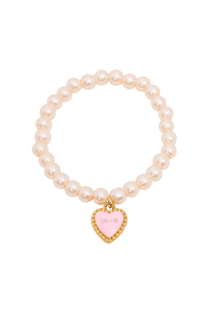 She's Coquette Love Heart Pearl Bracelet