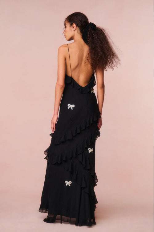 Rialto Crystal Bow-Embellished Maxi Dress