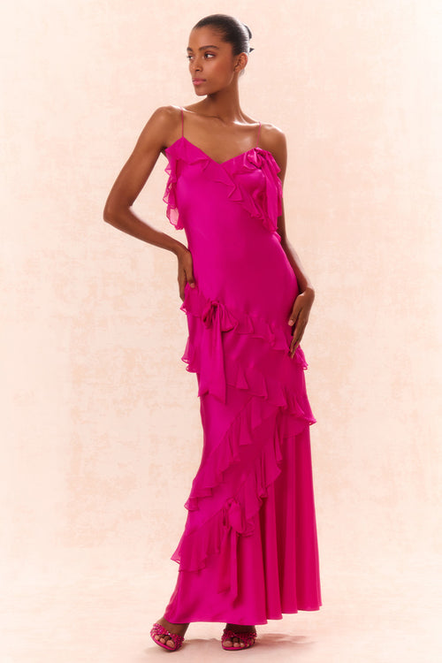 Rialto Silk Ruffle Maxi Dress