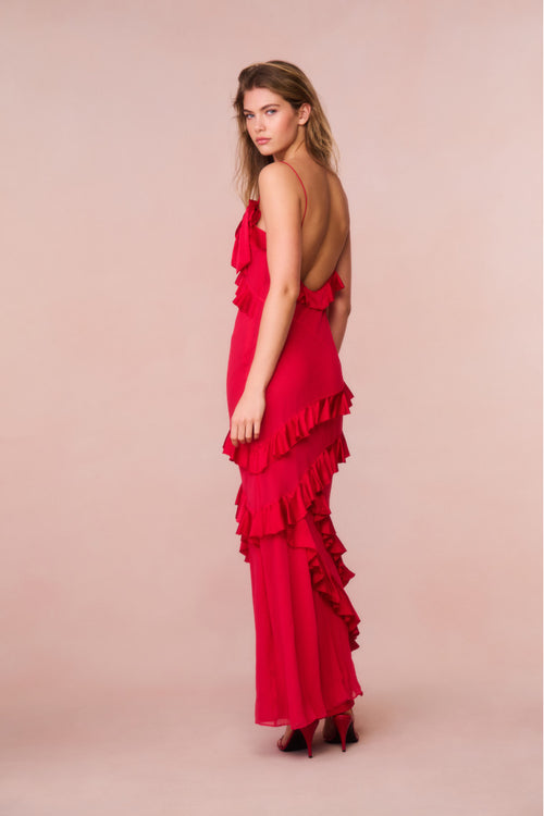 Rialto Silk Ruffle Maxi Dress