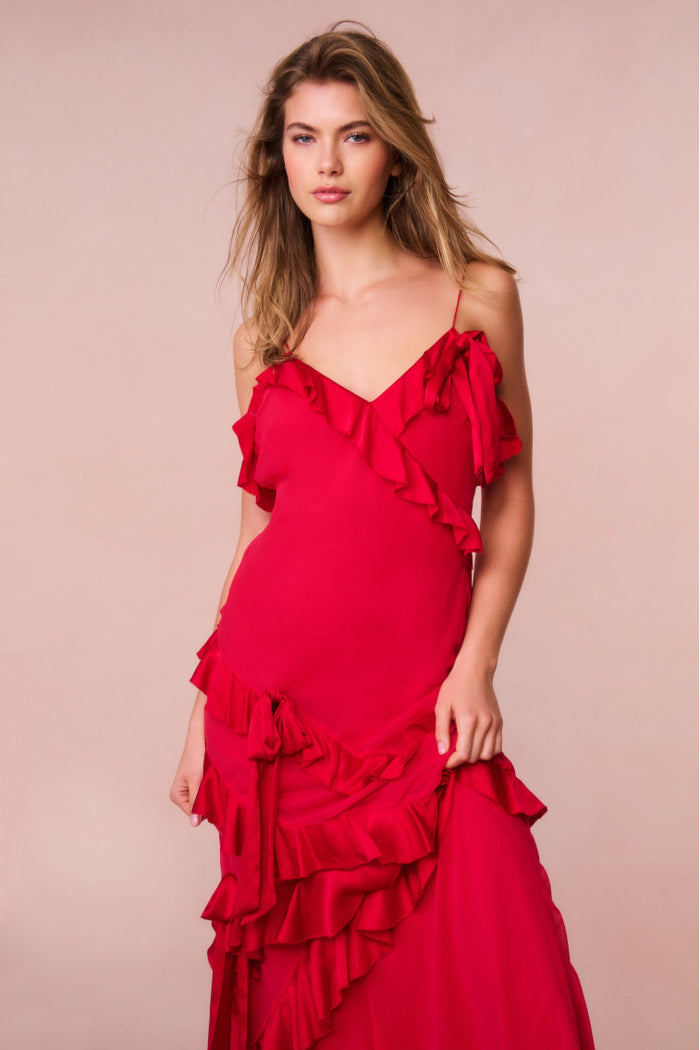 Rialto Silk Ruffle Maxi Dress