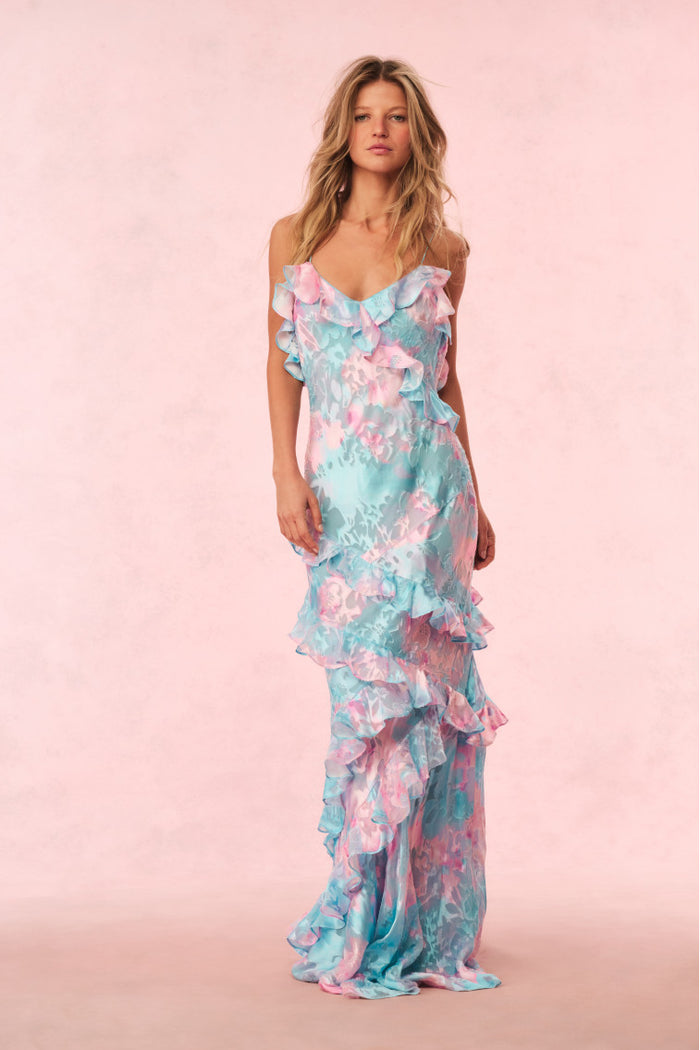 Rialto Pastel Ruffle Maxi Dress