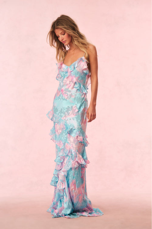 Rialto Pastel Ruffle Maxi Dress