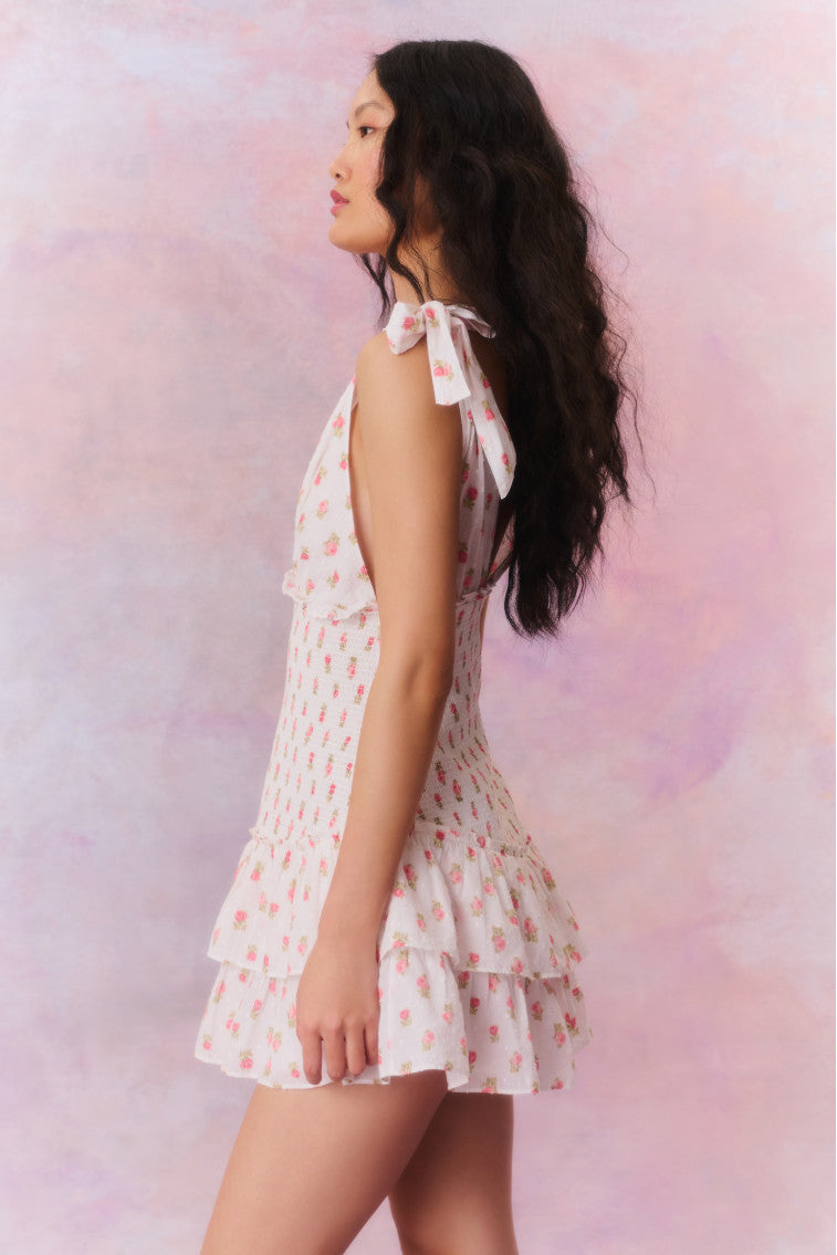 WMNS shops LOVESHACKFANCY DRESS(XS/SMALL) PINK ROSE TIERED