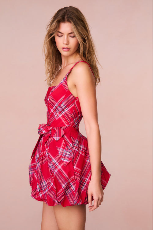 Ruelle Tartan Mini Bubble Dress