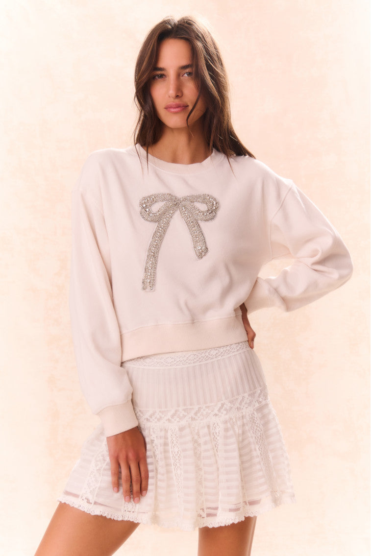 Rylan Bow-Embellished Fleece Pullover