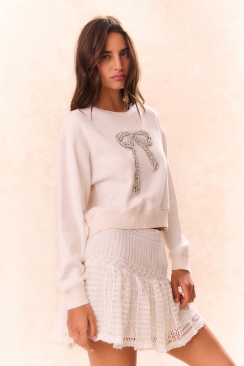 Rylan Bow-Embellished Fleece Pullover